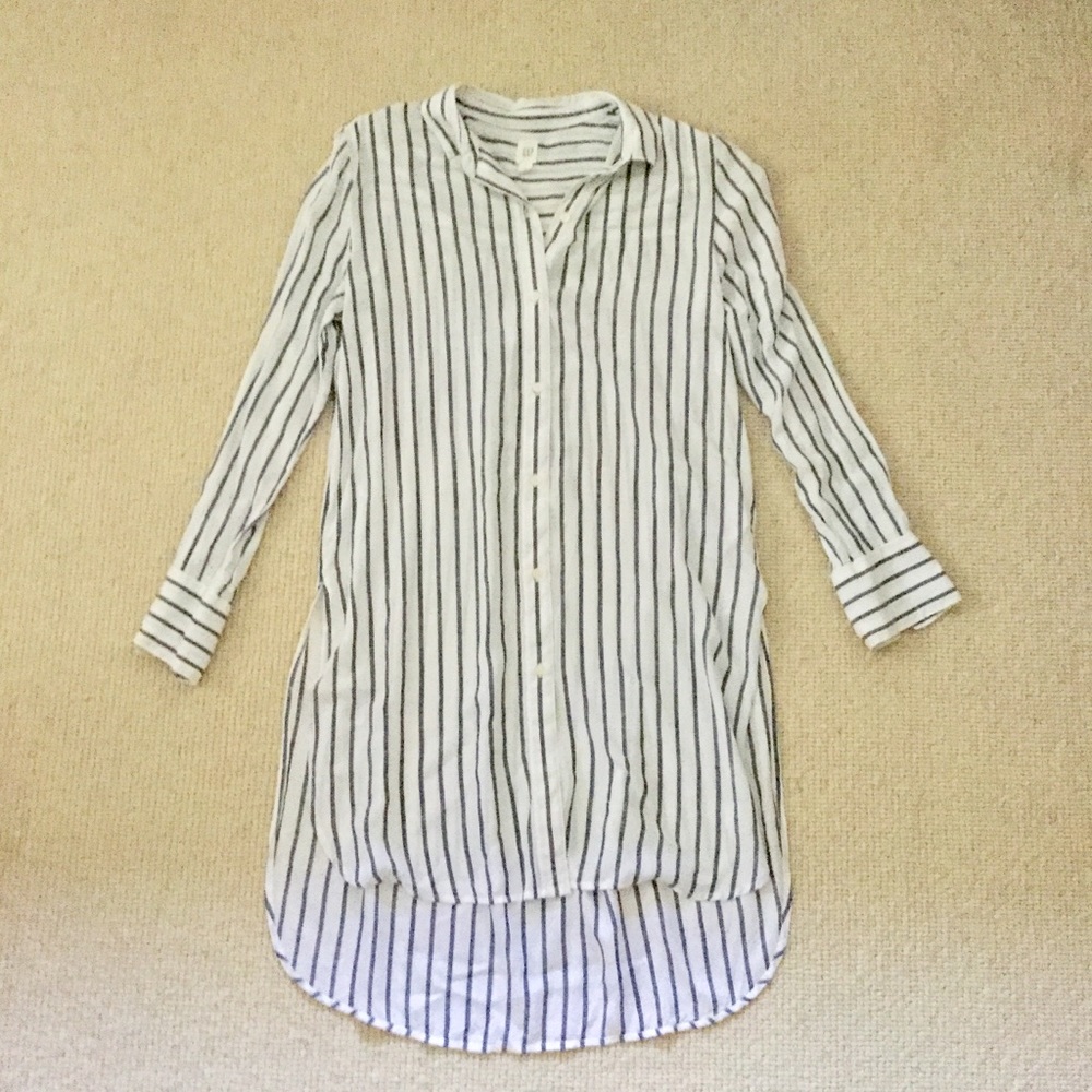 Gap High Slit Drape Tunic, Navy/White Stripe